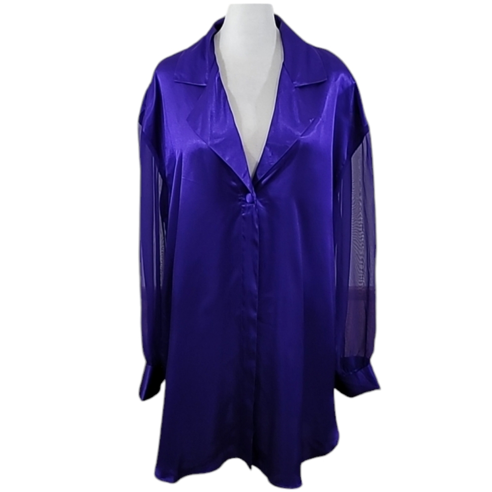 Victorias Secret Vintage Gown Purple Button Front Gold Tag Sz Large